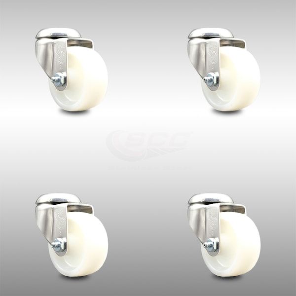 Service Caster 3 Inch 316SS Nylon Wheel Swivel Bolt Hole Caster Set SCC-SS316BH20S314-NYS-4 - main